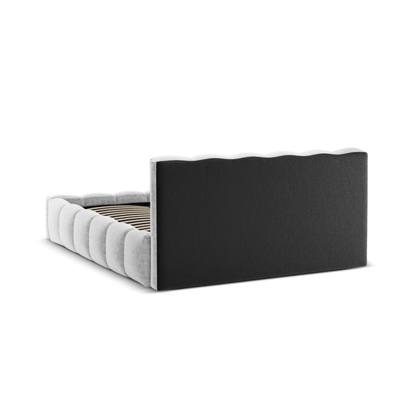 Svetlosivá čalúnená dvojlôžková posteľ s úložným priestorom a roštom 180x200 cm Lupine – Micadoni Home-image-4