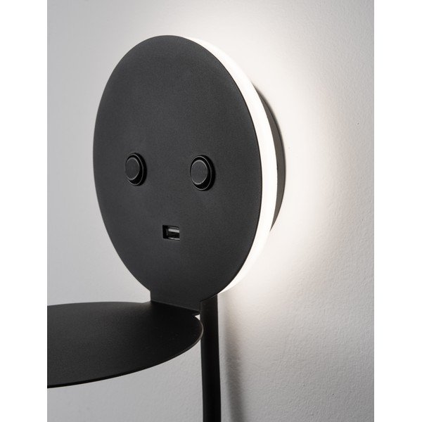 Čierne hliníkové LED nástenné svietidlo s ohýbateľnou konštrukciou/s USB portom Eclip – Nova Luce-image-2