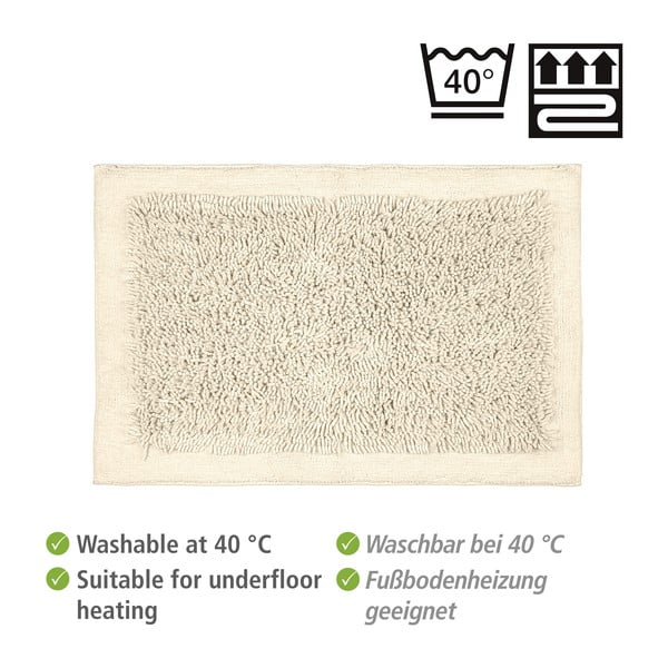 Krémovobiela textilná kúpeľňová predložka 60x90 cm Sidyma – Wenko-image-4