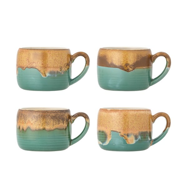 Zelené/hnedé hrnčeky v súprave 4 ks z kameniny 400 ml Sheen – Bloomingville