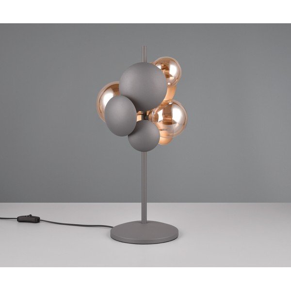 Stolová lampa so skleneným tienidlom v sivo-zlatej farbe (výška 50 cm) Bubble – Trio Select-image-2