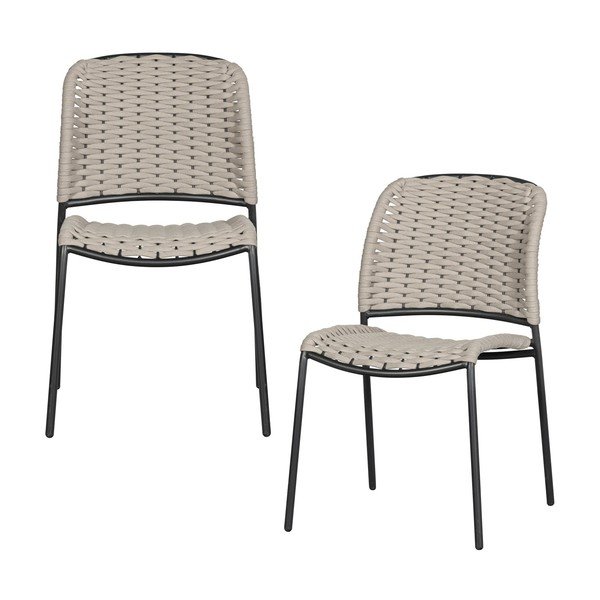 Čierno-béžové kovové záhradné stoličky v súprave 2 ks Taku – Exotan-image-1