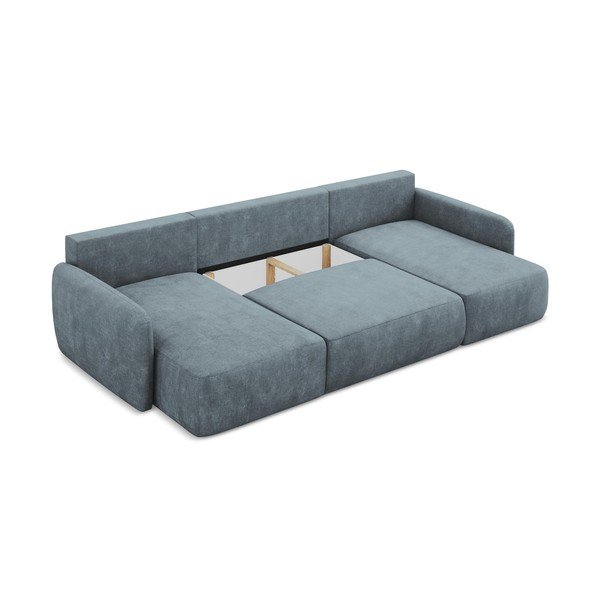 Sivomodrá ženilková rozkladacia/s úložným priestorom rohová pohovka (do tvaru "U") Lilo – Makamii-image-3