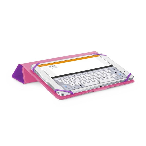 Ružové univerzálne tabletové puzdro so stojančekom  Cellularline CLICKCASE, 8,4"