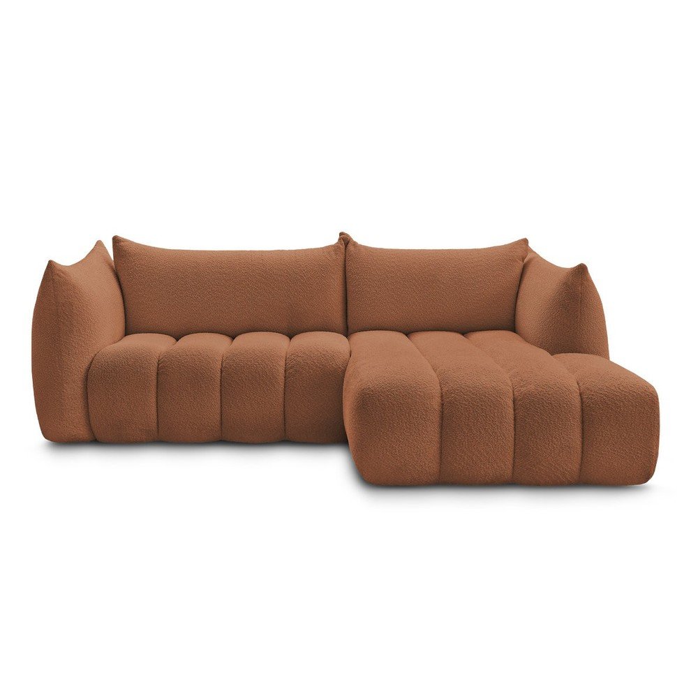 Oranžová rohová pohovka z textílie buklé (pravý roh/s leňoškou) Azra – Bobochic Paris