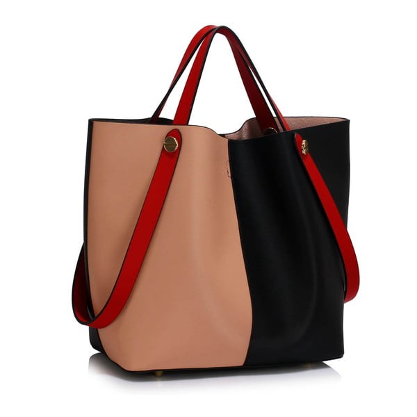 Čierno-ružová kabelka L&S Bags Bondy