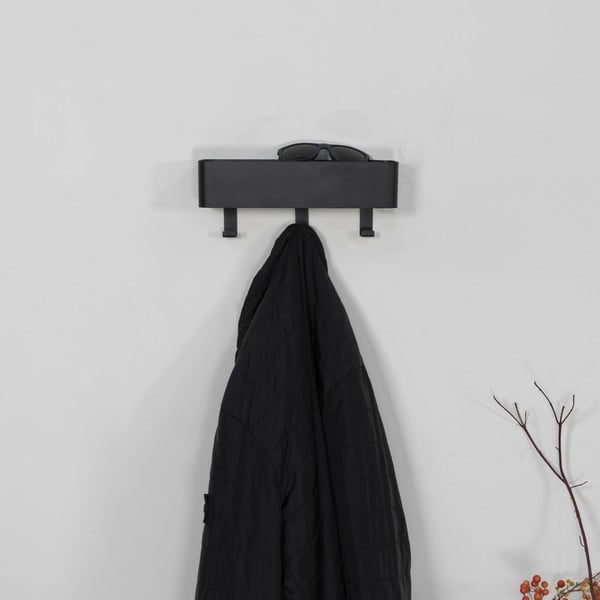 Čierny kovový nástenný vešiak s poličkou 27 cm Dax Play – Spinder Design-image-1