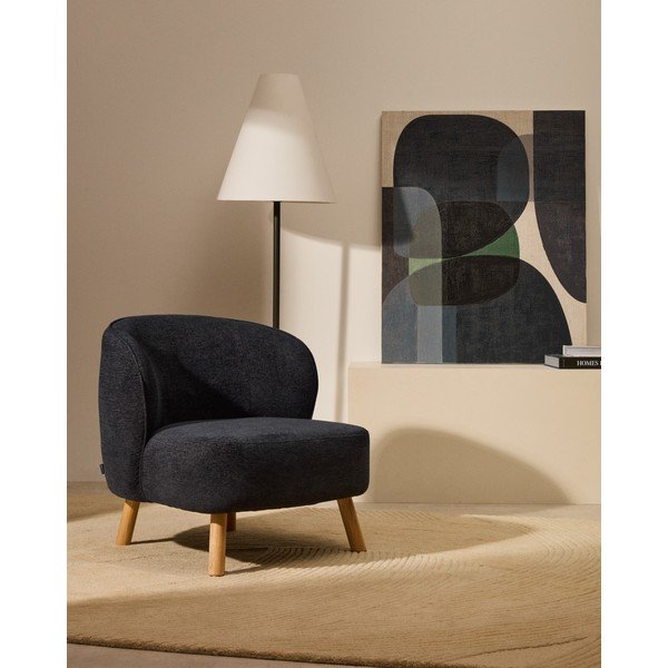 Ženilkové kreslo sivomodré Ulit – Kave Home-image-1