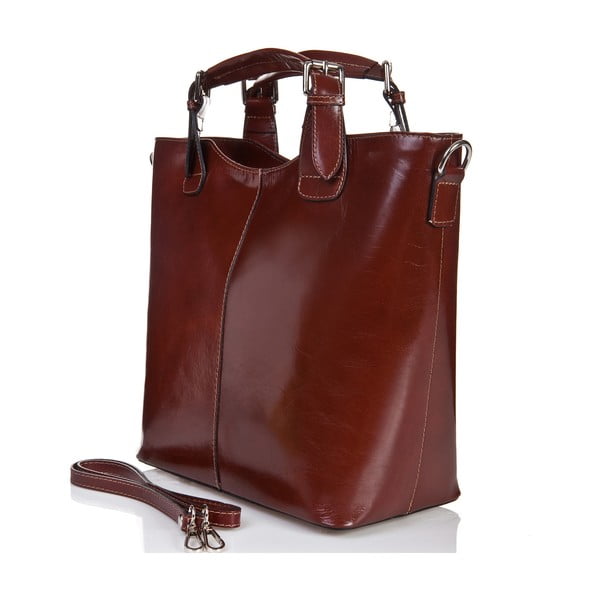 Hnedá kožená kabelka Massimo Castelli Calf-image-3