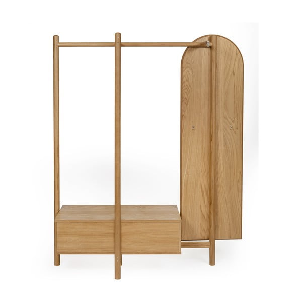 Predsieňová stena z dubového dreva so zrkadlom Woodman Tripod-image-3