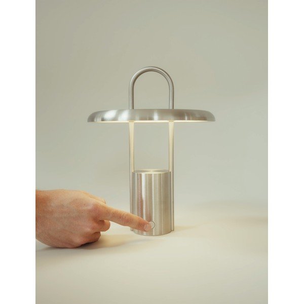 Nerezová LED so stmievačom stolová lampa v striebornej farbe (výška  25 cm) Pier – Stelton-image-3