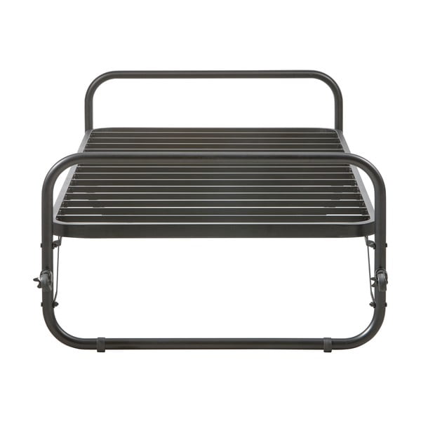 Čierna kovová jednolôžková posteľ skladacia s roštom 90x200 cm Lucy – WOOOD-image-2