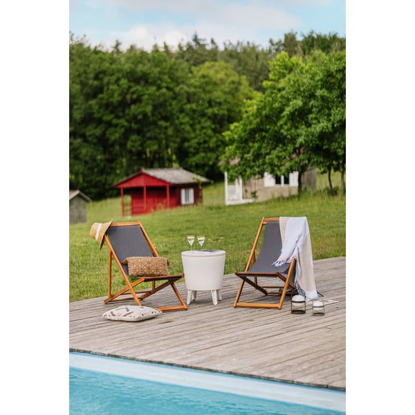 Sivé skladacie záhradné ležadlo z akáciového dreva Bonami Essentials Deck-image-1