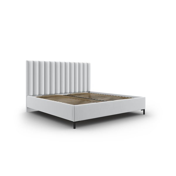 Svetlosivá čalúnená dvojlôžková posteľ s úložným priestorom s roštom 160x200 cm Casey – Mazzini Beds