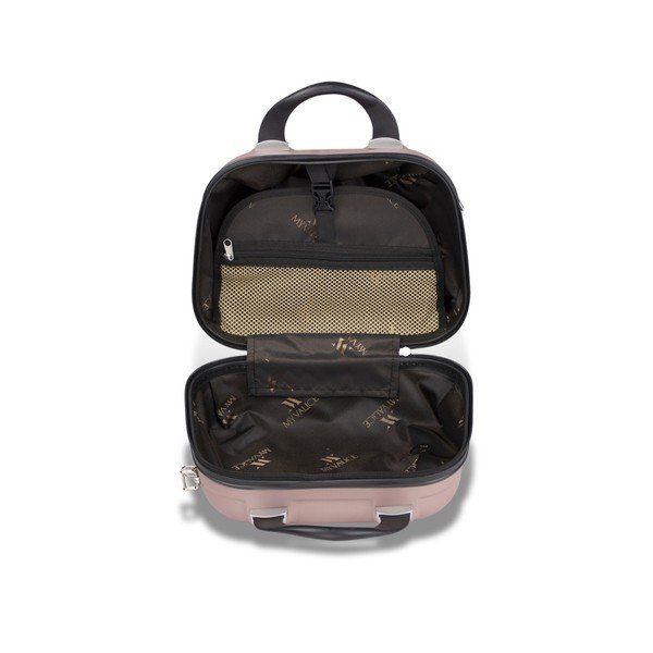 Sada ružového cestovného kufra na kolieskach s USB portom a príručného kufríka My Valice RESSNO MU & M-image-3