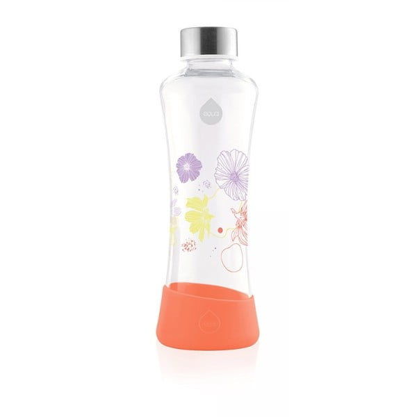 Oranžová sklenená fľaša Equa Flowerhead Poppy, 550 ml