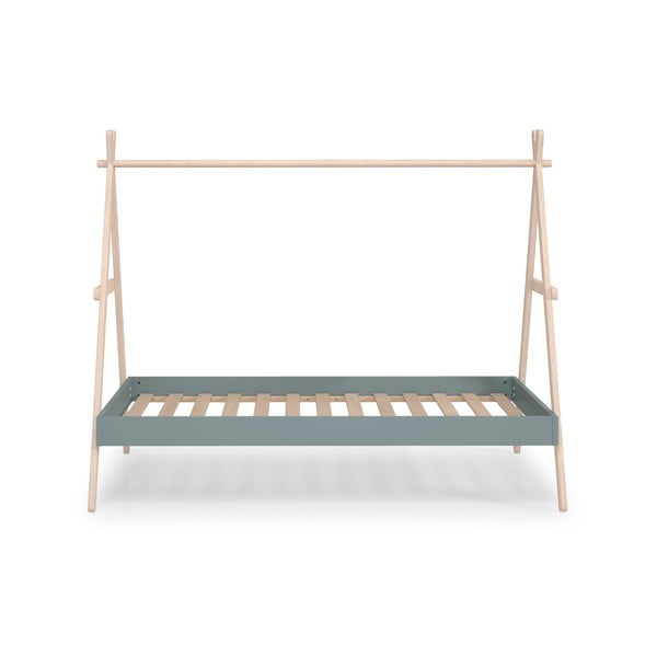 Zelená/prírodná domčeková detská posteľ z borovicového dreva 90x200 cm Trufa – Marckeric