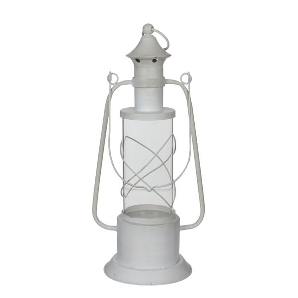 Biely kovový lampáš v striebornej farbe Ego Dekor Granada