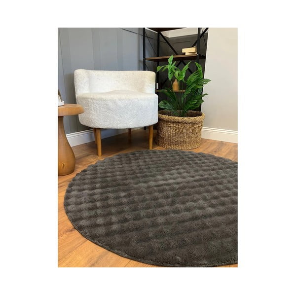 Antracitový prateľný okrúhly koberec ø 200 cm Bubbly – Oyo Concept-image-2