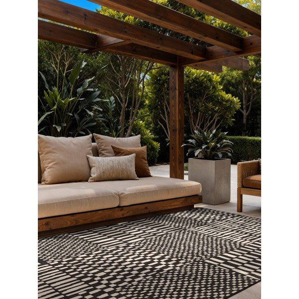 Čierny/krémovobiely vnútorný a vonkajší koberec 160x230 cm Haringey Barkham – Ted Baker-image-1