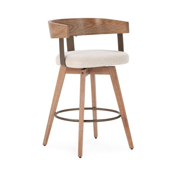 Krémovobiele/v prírodnej farbe čalúnené barové stoličky v súprave s podrúčkami 2 ks Ilia – MOME