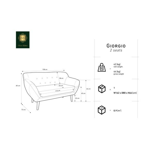 Zelená dvojmiestna pohovka Mazzini Sofas Amelie-image-1