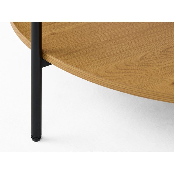 Okrúhly konferenčný stolík so sklenenou doskou v prírodnej farbe ø 84 cm Hassel – Unique Furniture-image-4