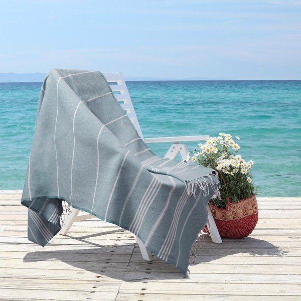 Modrá hammam osuška Kate Louise Classic, 180 × 100 cm-image-1