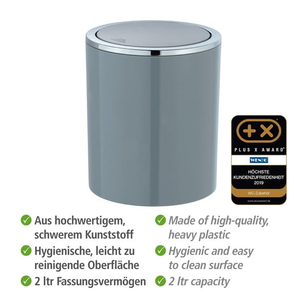 Sivý odpadkový kôš Wenko Inca, 2 l-image-4