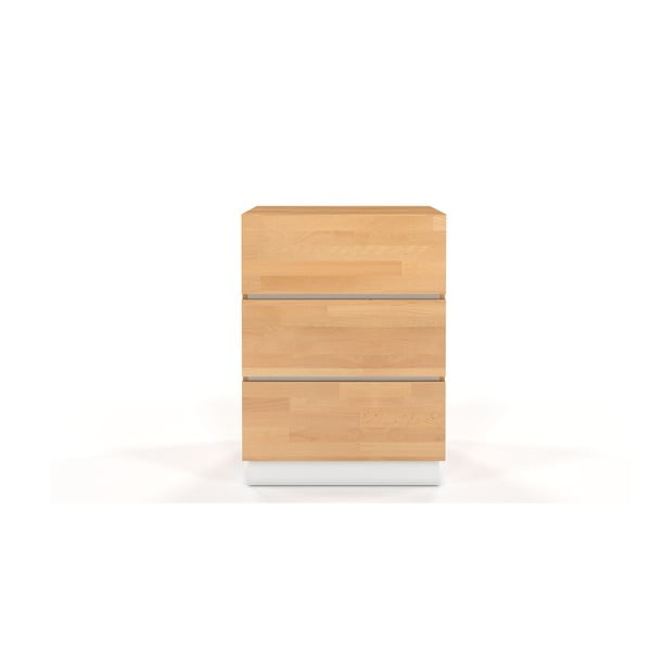 Komoda z bukového a borovicového dreva s bielymi detailmi SKANDICA Finn 3S