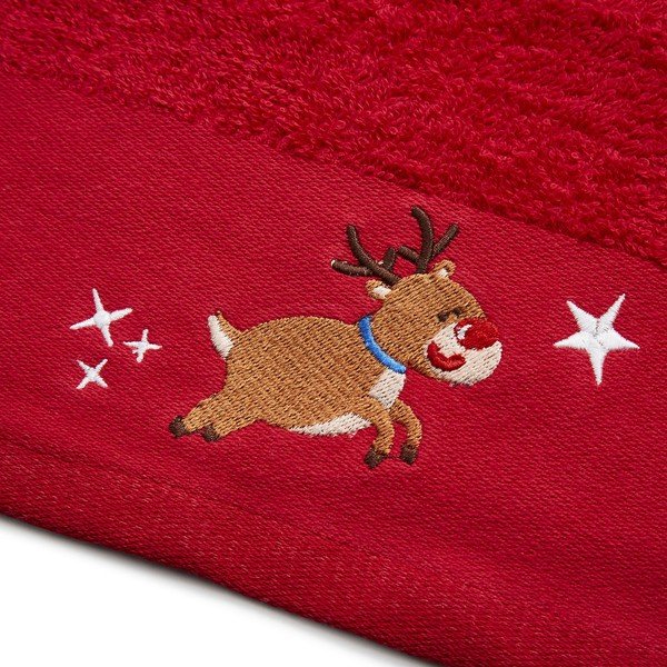 Červeno-biele bavlnené uteráky v súprave 2 ks 40x60 cm Santa's Reindeers - Catherine Lansfield-image-2