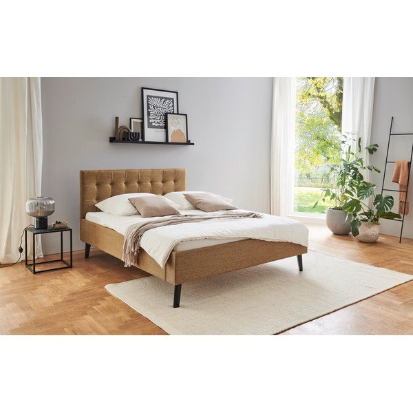 Hnedá čalúnená dvojlôžková posteľ bez roštu 140x200 cm Empire – Meise Möbel-image-1