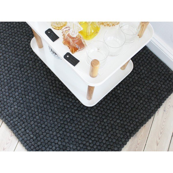 Antracitovosivý guľôčkový vlnený koberec Wooldot Ball rugs, 120 x 180 cm-image-1
