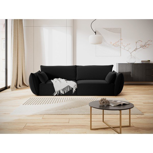 Čierna zamatová pohovka 208 cm Vanda – Mazzini Sofas-image-1
