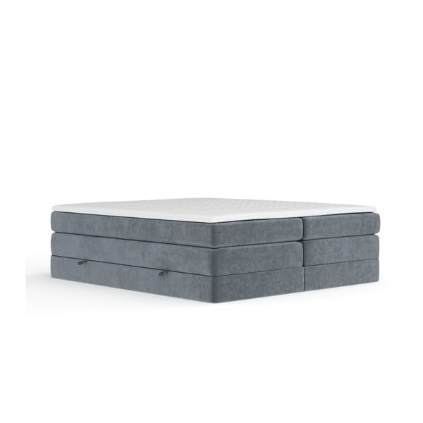 Tmavosivá boxspring posteľ s úložným priestorom/bez čela 200x200 cm Juniper – Maison de Rêve