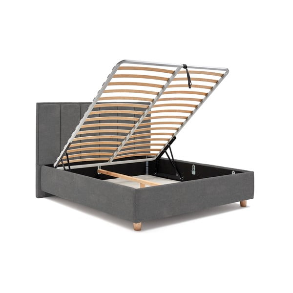 Svetlosivá dvojlôžková posteľ s roštom a úložným priestorom PreSpánok Wega, 160 x 200 cm-image-4