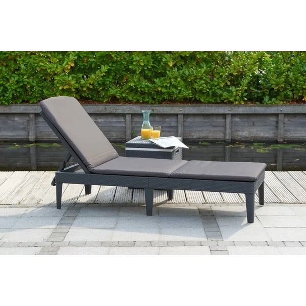Tmavosivé plastové záhradné ležadlo Jaipur – Keter-image-1