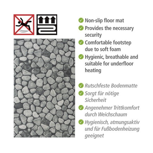 Sivá plastová kúpeľňová predložka 50x80 cm Sassi - Wenko-image-4