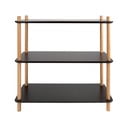 Čierny regál s bambusovými nohami Leitmotiv Cabinet Simplicity, 80 x 82.5 cm