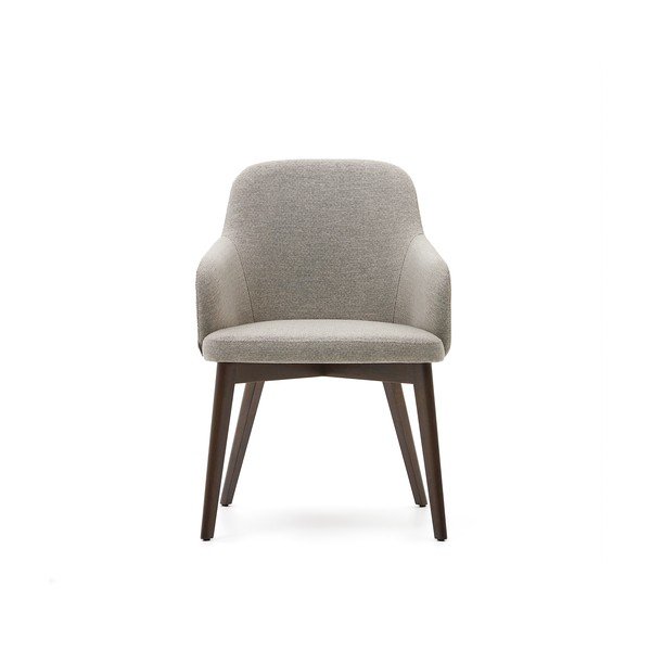 Béžové čalúnené jedálenské kreslo s podrúčkami Nelida – Kave Home-image-3