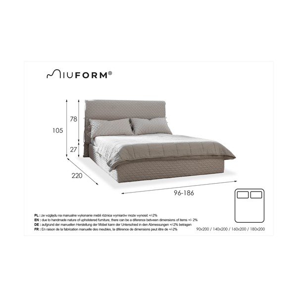 Béžová čalúnená jednolôžková posteľ s úložným priestorom s roštom 90x200 cm Sleepy Luna – Miuform-image-4