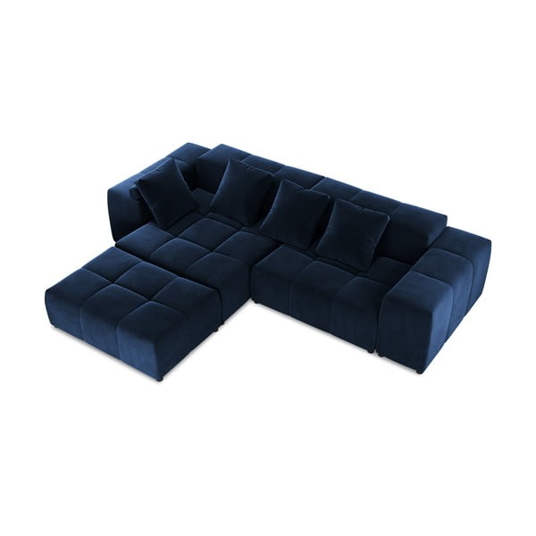 Modrá zamatová rohová pohovka (variabilná) Rome Velvet - Cosmopolitan Design-image-3