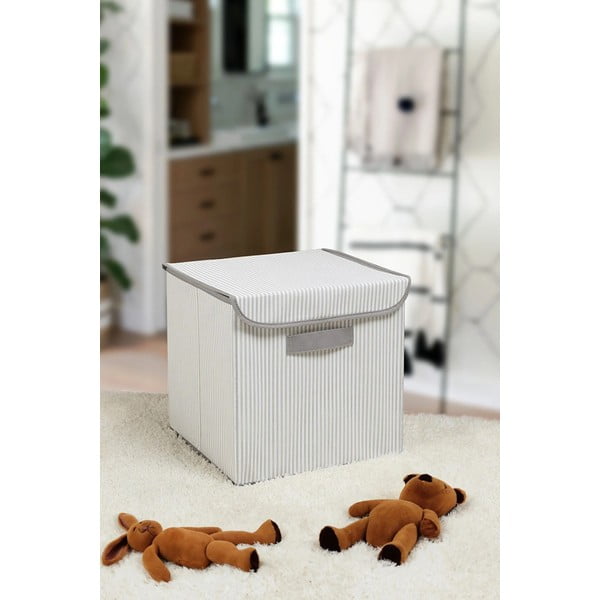 Sivý látkový úložný box s vekom 30x30x30 cm – Mioli Decor-image-1