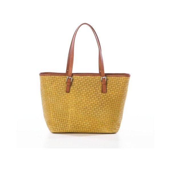 Horčicová kabelka z pravej kože Federica Bassi Puro-image-3