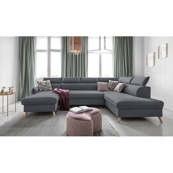 Tmavosivá rozkladacia rohová pohovka (pravý roh) Sweet Harmony – Miuform-image-1