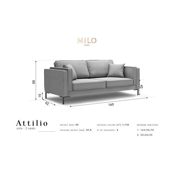 Žltá pohovka Milo Casa Attilio, 160 cm-image-4