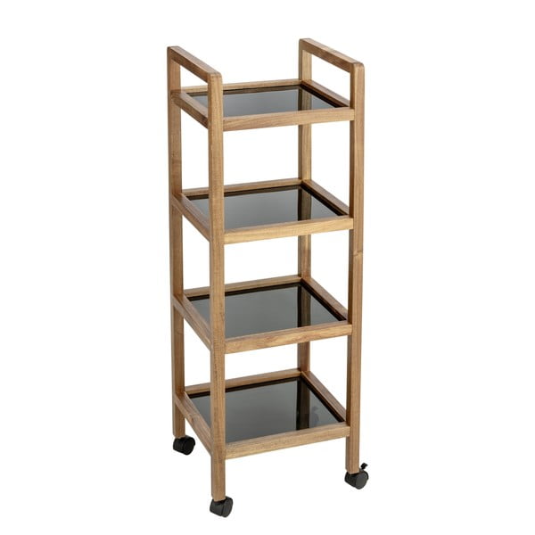 Čierny/v prírodnej farbe kúpeľňový regál z masívu akácie 35x101,5 cm Fondi – Wenko