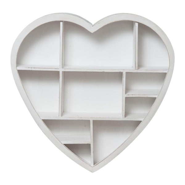 Drevená nástenná biela knižnica Biscottini Heart, 61 x 60 cm
