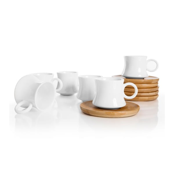 Súprava 6 porcelánových šálok s bambusovými tanierikmi Bambum Largi-image-1