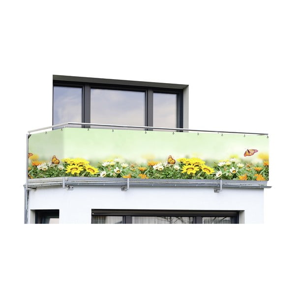 Žlto-zelená plastová balkónová zástena 500x85 cm Butterfly - Maximex